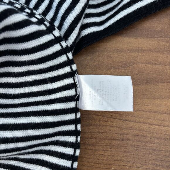 TALBOTS Women Open Cardi Cardigan Sz M Petite Black White Stripe Sweater Jacket - Picture 6 of 7